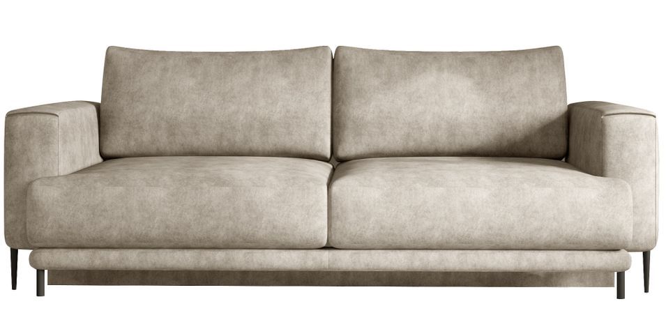 Canapé droit convertible 3 places tissu DAVINA 246 cm - Coffre & pieds métal noir - Photo n°1