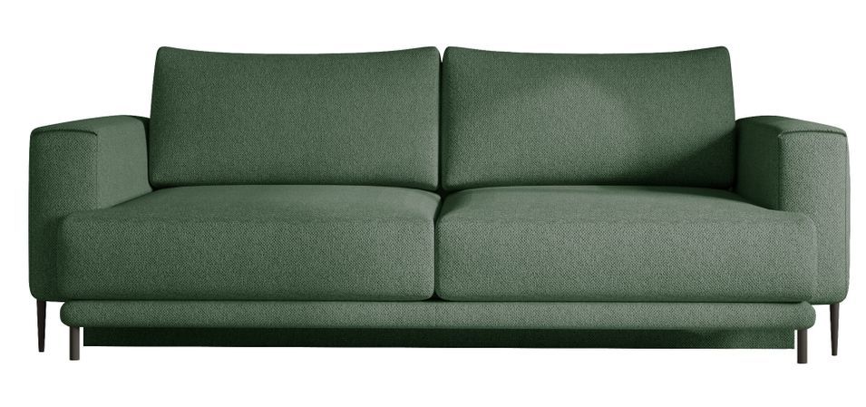 Canapé droit convertible 3 places tissu DAVINA 246 cm - Coffre & pieds métal noir - Photo n°1