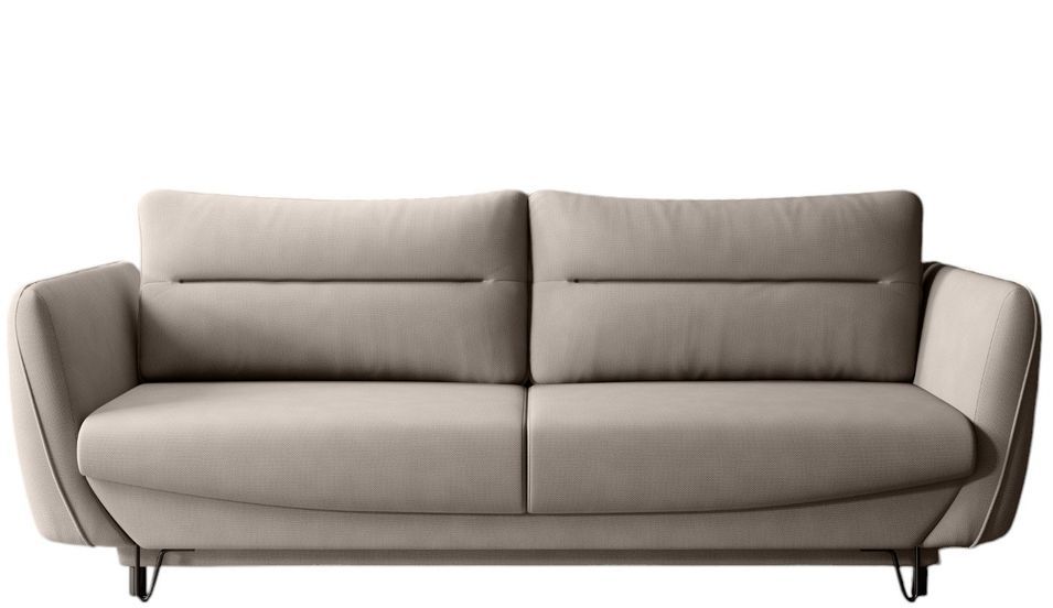 Canapé droit convertible 3 places tissu ZURIK 236 cm - Coffre de rangement & pieds métal noir - Photo n°1