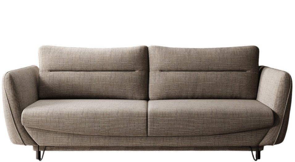 Canapé droit convertible 3 places tissu ZURIK 236 cm - Coffre de rangement & pieds métal noir - Photo n°1