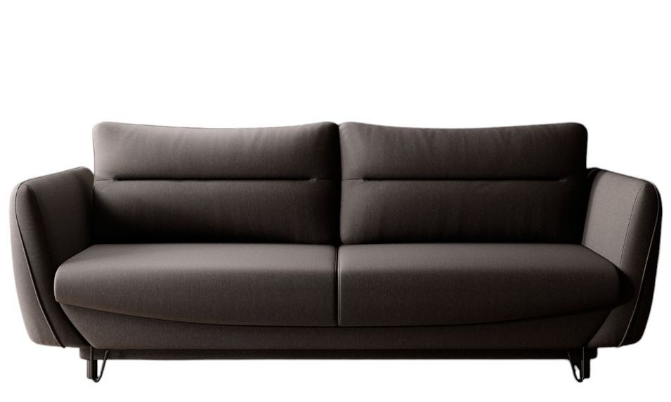 Canapé droit convertible 3 places tissu ZURIK 236 cm - Coffre de rangement & pieds métal noir - Photo n°1