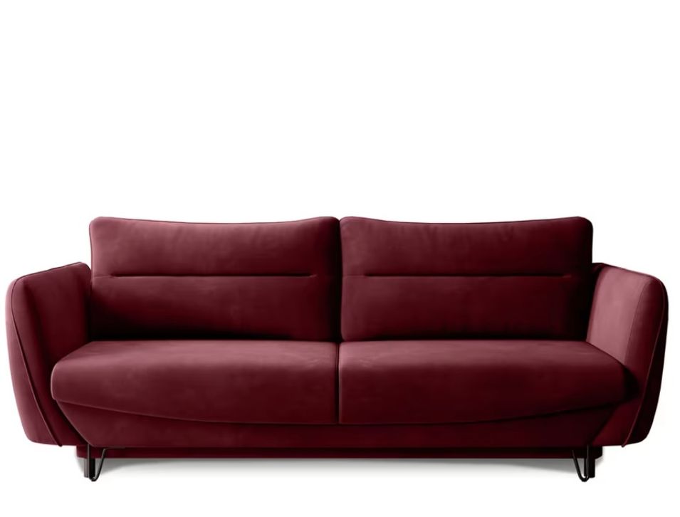 Canapé droit convertible 3 places tissu ZURIK 236 cm - Coffre de rangement & pieds métal noir - Photo n°1