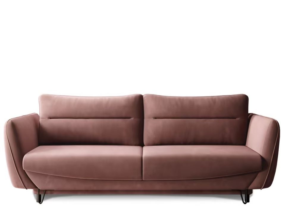 Canapé droit convertible 3 places tissu ZURIK 236 cm - Coffre de rangement & pieds métal noir - Photo n°1