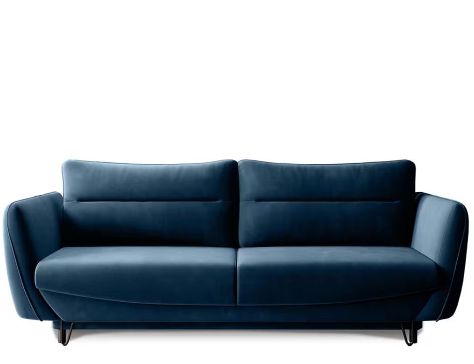 Canapé droit convertible 3 places tissu ZURIK 236 cm - Coffre de rangement & pieds métal noir - Photo n°1