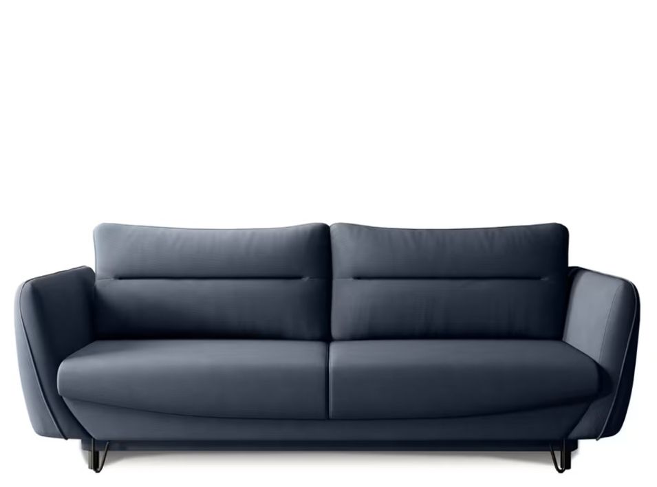 Canapé droit convertible 3 places tissu ZURIK 236 cm - Coffre de rangement & pieds métal noir - Photo n°1