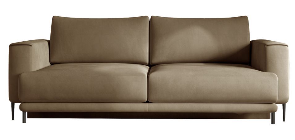 Canapé droit convertible 3 places DAVINA en velours avec coffre et pieds en métal noir – 248 cm - Photo n°1