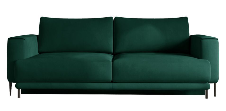 Canapé droit convertible 3 places DAVINA en velours avec coffre et pieds en métal noir – 248 cm - Photo n°1