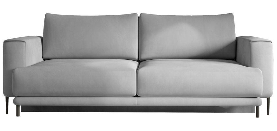 Canapé droit convertible 3 places velours DAVINA 246 cm - Coffre & pieds métal noir - Photo n°1