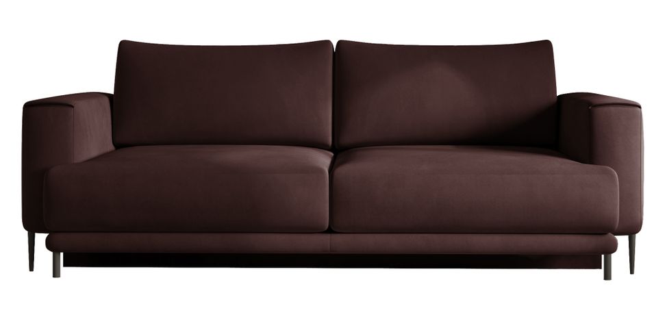 Canapé droit convertible 3 places DAVINA en velours avec coffre et pieds en métal noir – 248 cm - Photo n°1