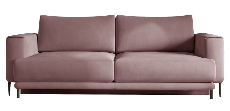 Canapé droit convertible 3 places velours DAVINA 246 cm - Coffre & pieds métal noir - Photo n°1