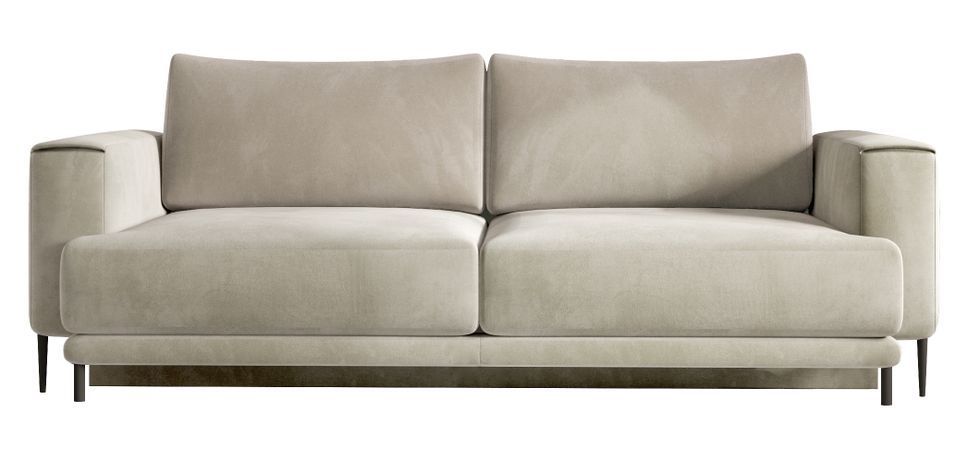 Canapé droit convertible 3 places DAVINA en velours avec coffre et pieds en métal noir – 248 cm - Photo n°1