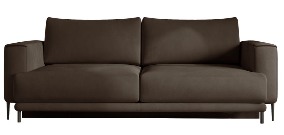 Canapé droit convertible coffre velours DAVINA - Pieds métal noir - Photo n°1