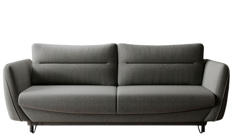 Canapé droit convertible tissu ZURIK - Coffre de rangement et pieds métal noir - Photo n°1