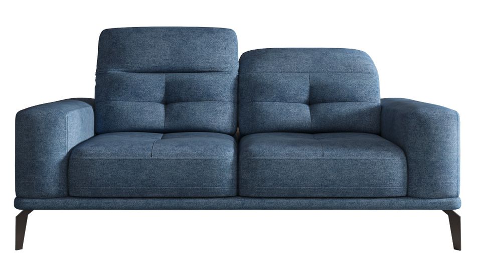 Canapé droit design 2/3 places tissu bleu clair Torpille 195 cm - Photo n°1