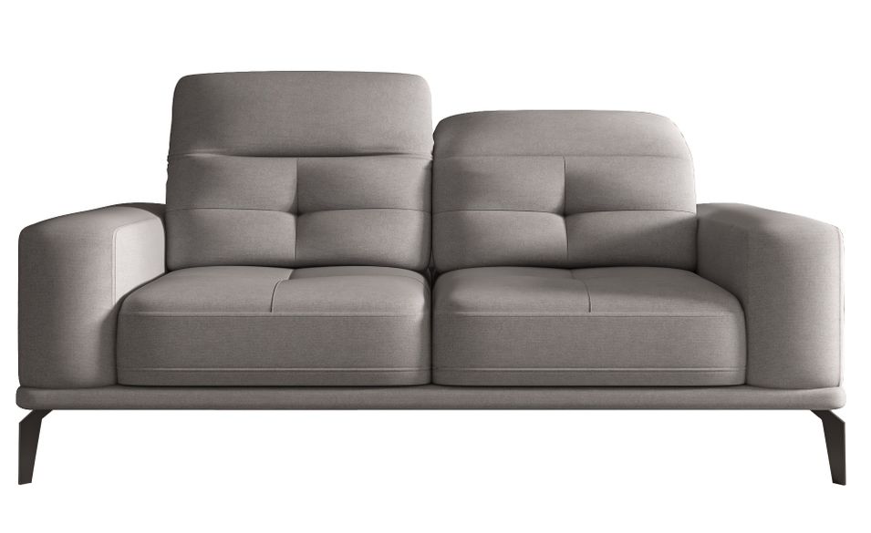 Canapé droit design 2/3 places tissu doux gris Torpille 195 cm - Photo n°1