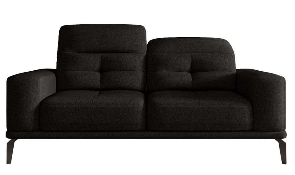 Canapé droit design 2/3 places tissu noir Torpille 195 cm - Photo n°1
