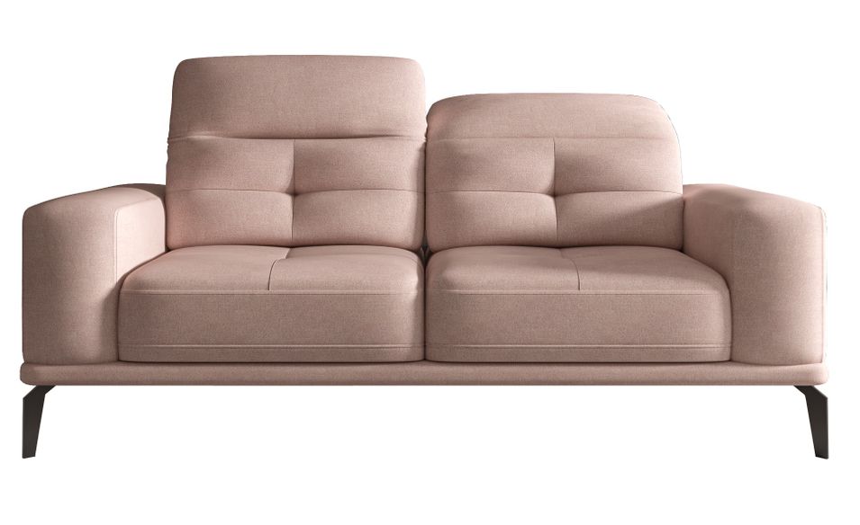 Canapé droit design 2/3 places tissu rose clair Torpille 195 cm - Photo n°1