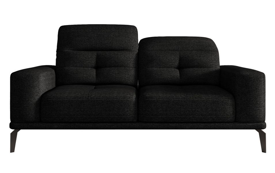 Canapé droit design 2/3 places velours noir Torpille 195 cm - Photo n°1