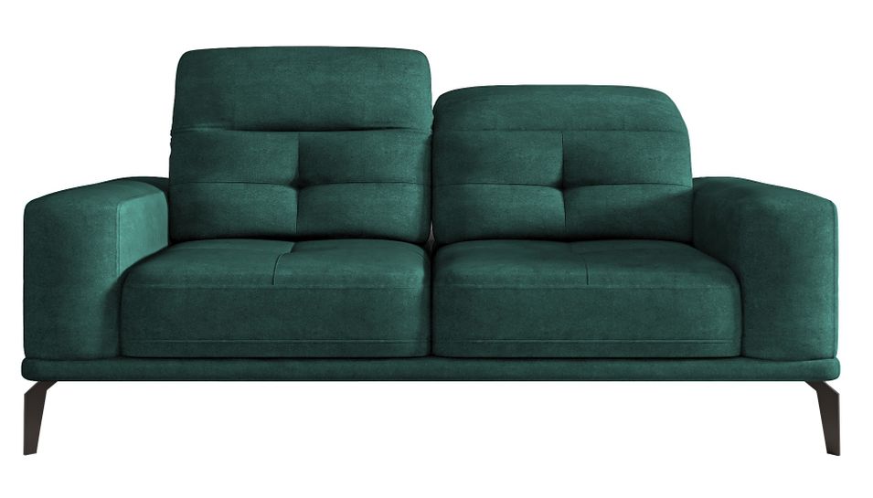 Canapé droit design 2/3 places velours vert Torpille 195 cm - Photo n°1