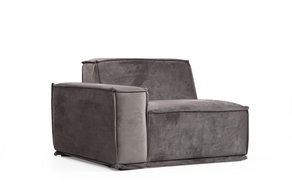 Canapé droit modulable velours gris Kego - Photo n°4