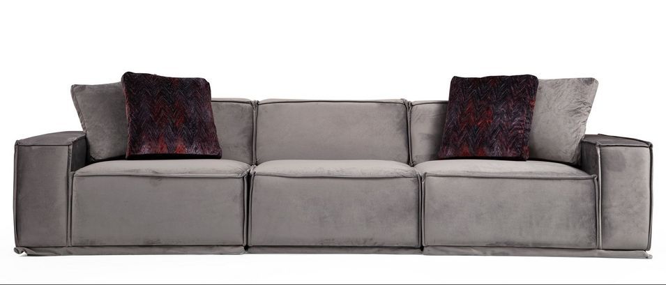 Canapé droit modulable velours gris Kego - Photo n°7