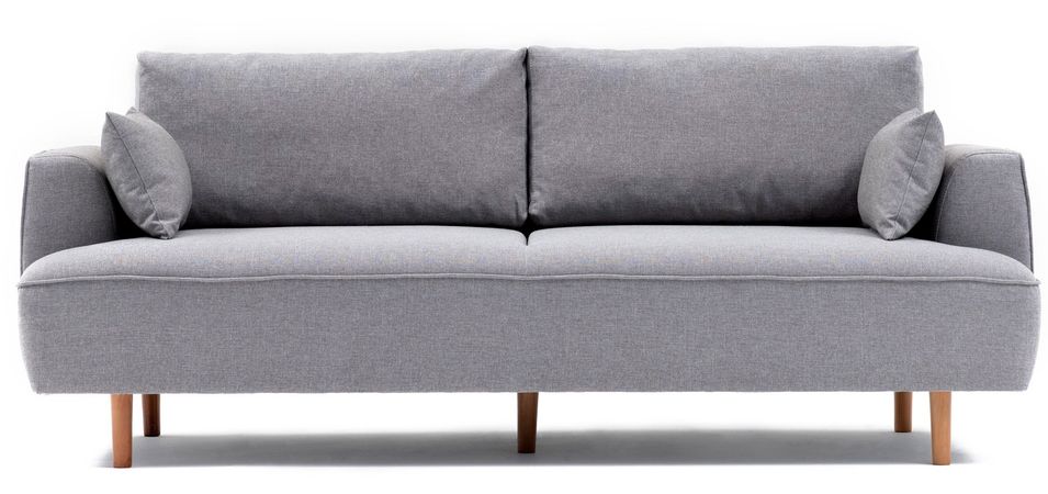 Canapé droit tissu gris clair 3 places Akena 230 cm - Photo n°1