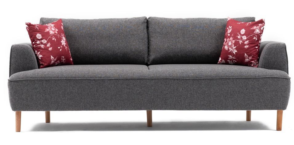 Canapé droit tissu gris foncé 3 places Akena 230 cm - Photo n°1