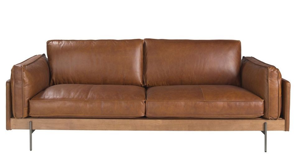 Canapé en cuir brun tabac VERLA - Photo n°1