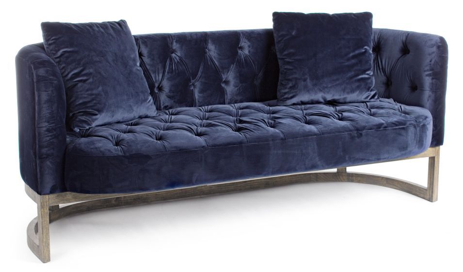 Canapé en polyester matelassé bleu 3 places Mila - Photo n°1
