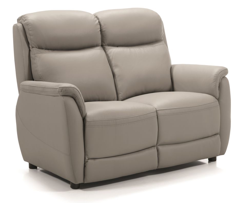 Canapé fixe 2 places cuir beige taupe Kaliza 131 cm - Photo n°1