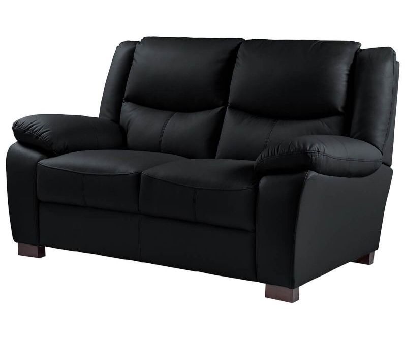Canapé fixe 2 places cuir noir Maliza - Photo n°1