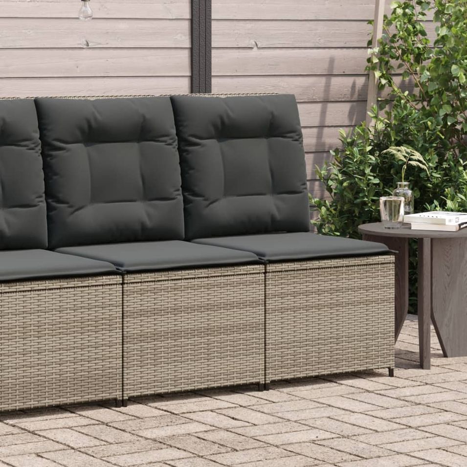 Canapé inclinable de jardin avec coussins gris résine tressée - Photo n°1