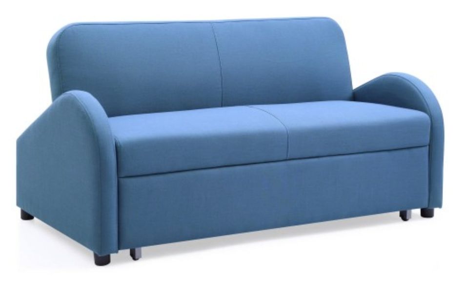 Canapé lit 3 places tissu bleu Robby - Photo n°1