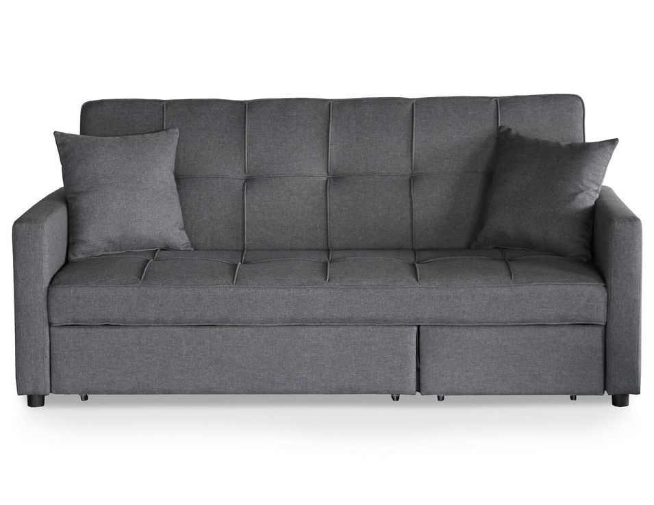 Canapé lit 3 places tissu gris foncé Kant 205 cm - Photo n°1