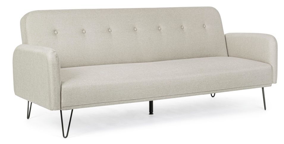 Canapé lit 3 places tissu polyester beige Becky - Photo n°1