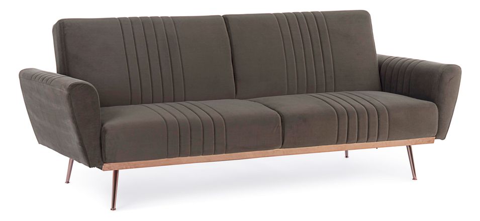 Canapé lit 3 places tissu polyester marron Amanda - Photo n°1