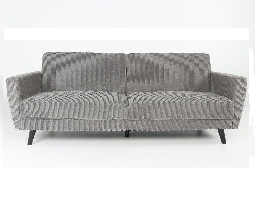 Canapé lit 3 places velours gris clair Kasey 220 cm - Photo n°1