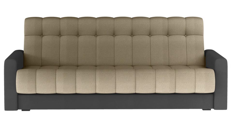 Canapé lit 3 places velours marron clair et gris foncé Barote 210 cm - Photo n°1
