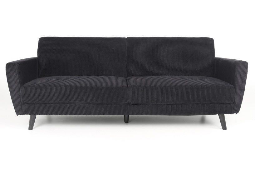 Canapé lit 3 places velours noir Kasey 220 cm - Photo n°1
