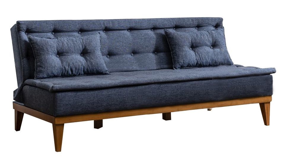 Canapé lit clic clac 3 places tissu bleu foncé Sporka 180 cm - Photo n°1