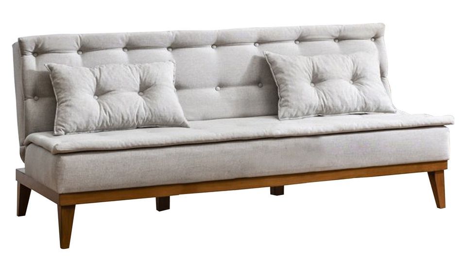 Canapé lit clic clac 3 places tissu crème Sporka 180 cm - Photo n°1