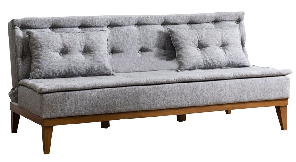 Canapé lit clic clac 3 places tissu gris clair Sporka 180 cm - Photo n°1