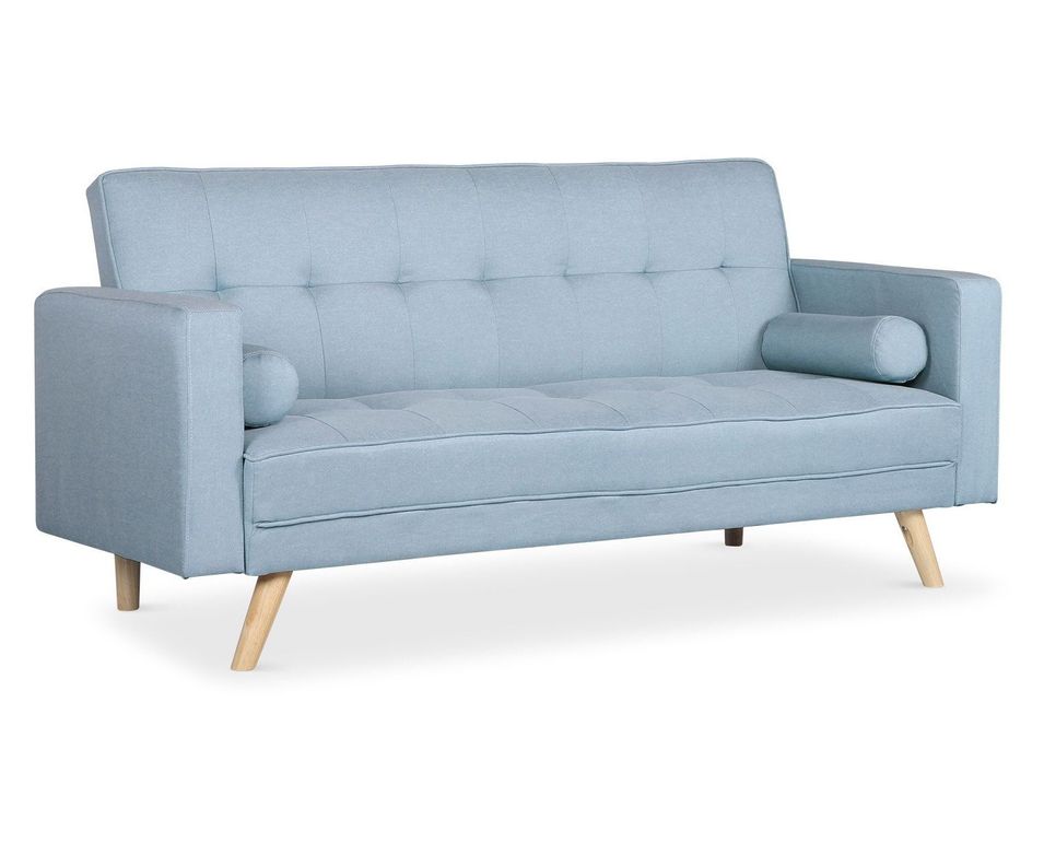 Canapé lit scandinave 3 places tissu bleu clair Cansy 186 cm - Photo n°1