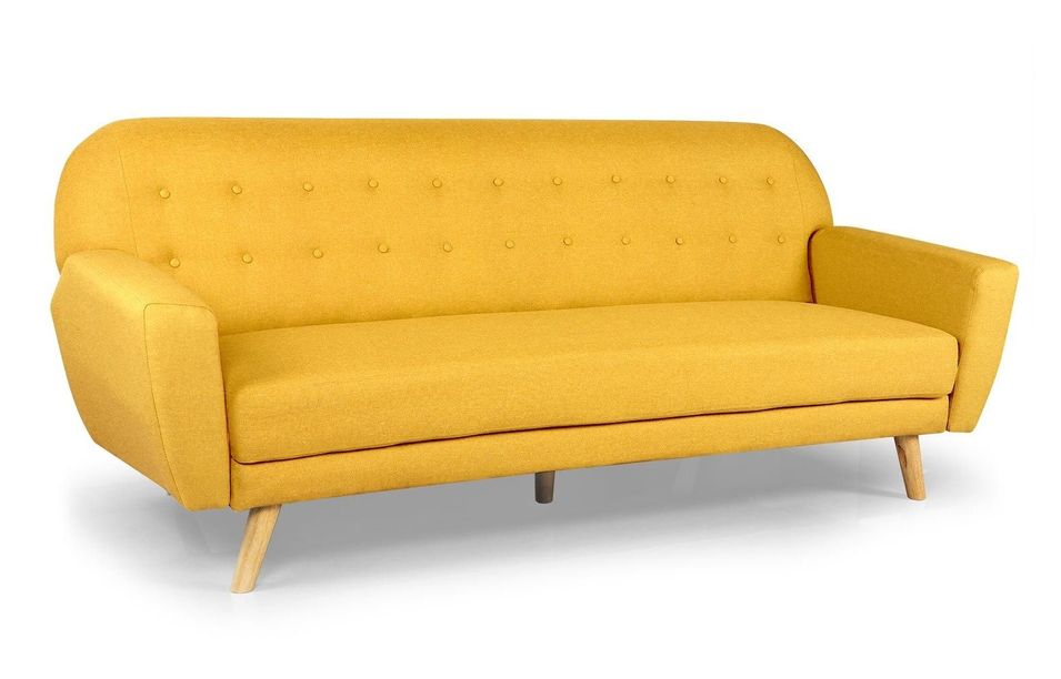 Canapé lit scandinave 3 places tissu jaune Elliot 221 cm - Photo n°1