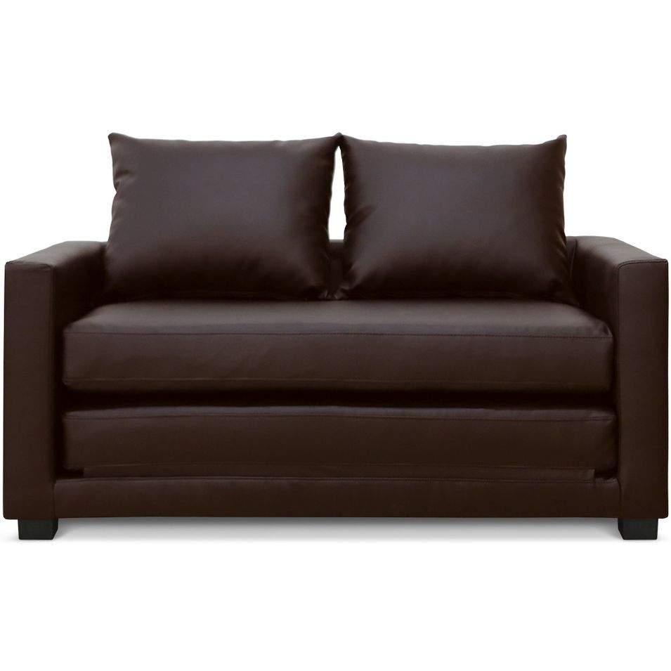 Canapé lit simili cuir marron Maryote - Photo n°1