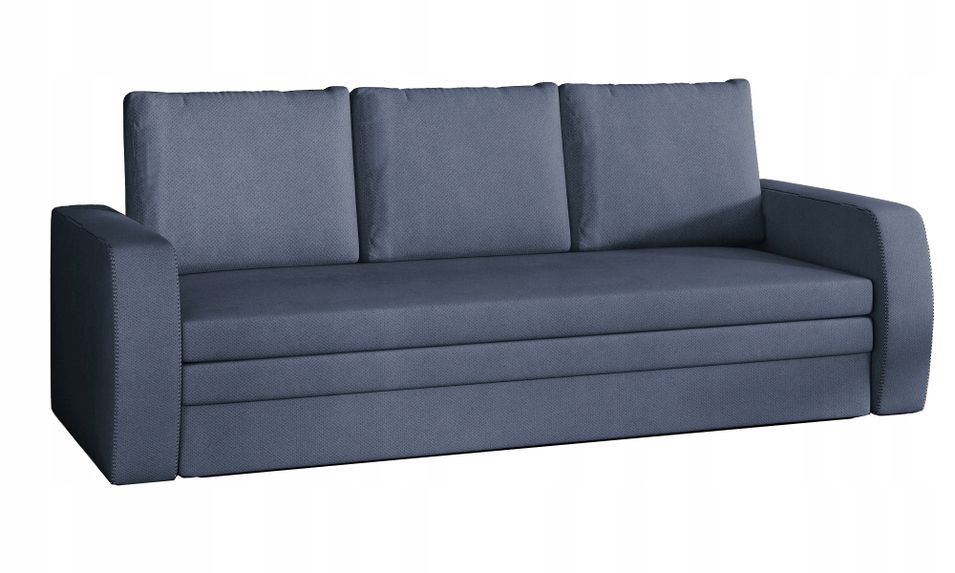 Canapé lit tissu bleu turquin avec coffre de rangement Liverna 220 cm - Photo n°1