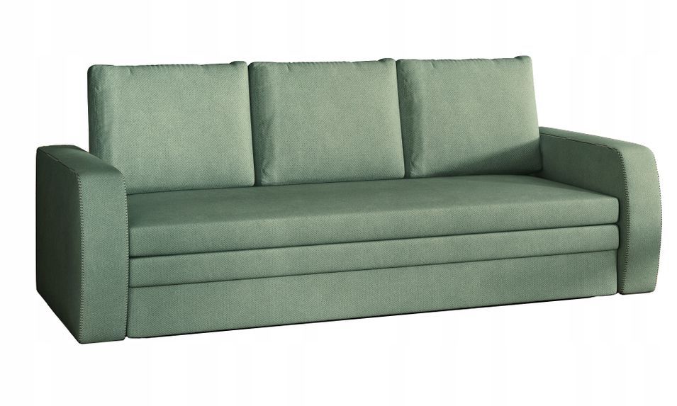 Canapé lit tissu vert avec coffre de rangement Liverna 220 cm - Photo n°1