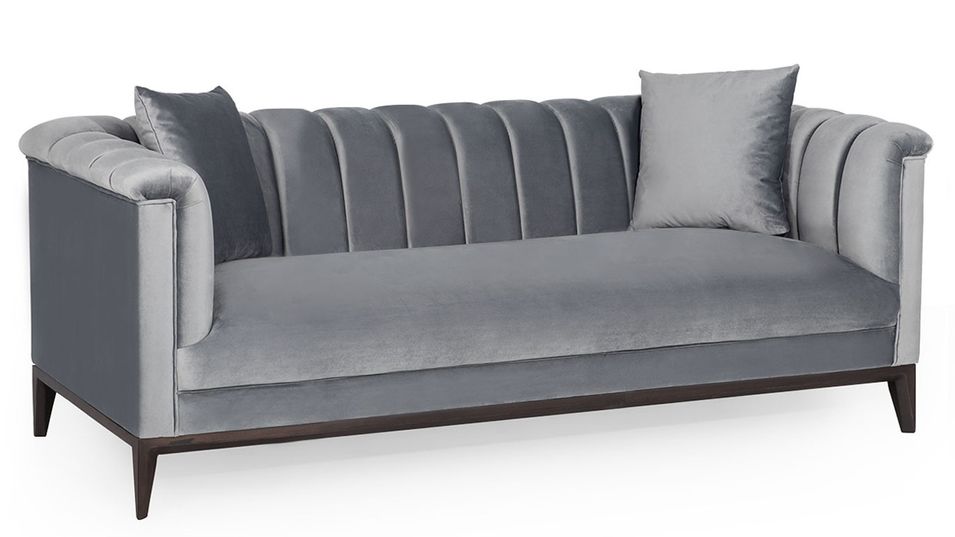 Canapé moderne 2 places velours gris Kubika 198 cm - Photo n°1