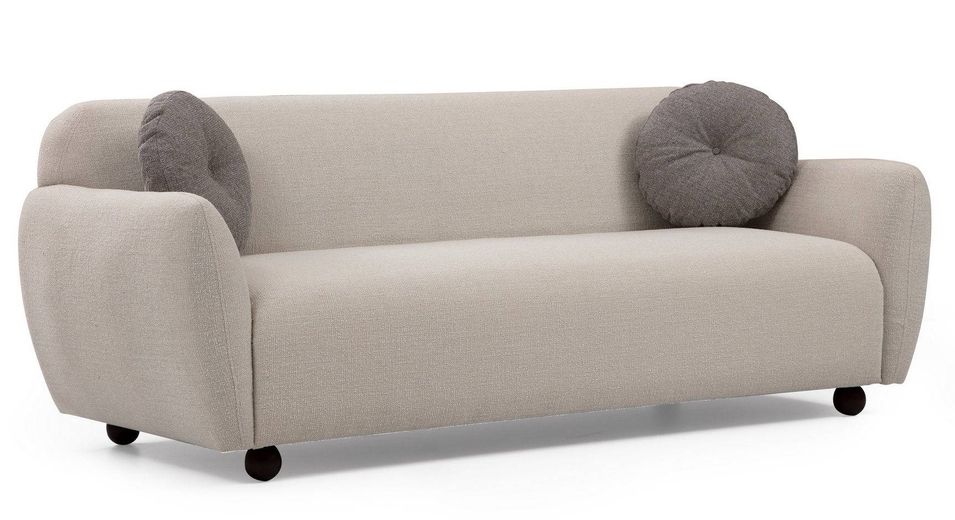 Canapé moderne 3 places tissu beige Kelly 223 cm - Photo n°1