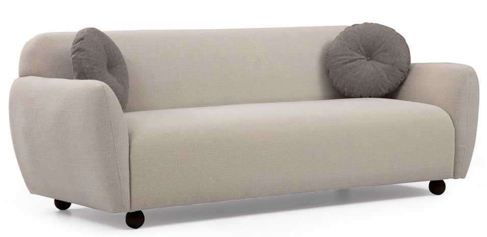 Canapé moderne 3 places tissu blanc cassé Kelly 223 cm - Photo n°1